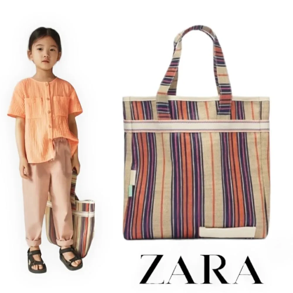 ZARA Kids | Orange | STRIPED FABRIC SHOPPER